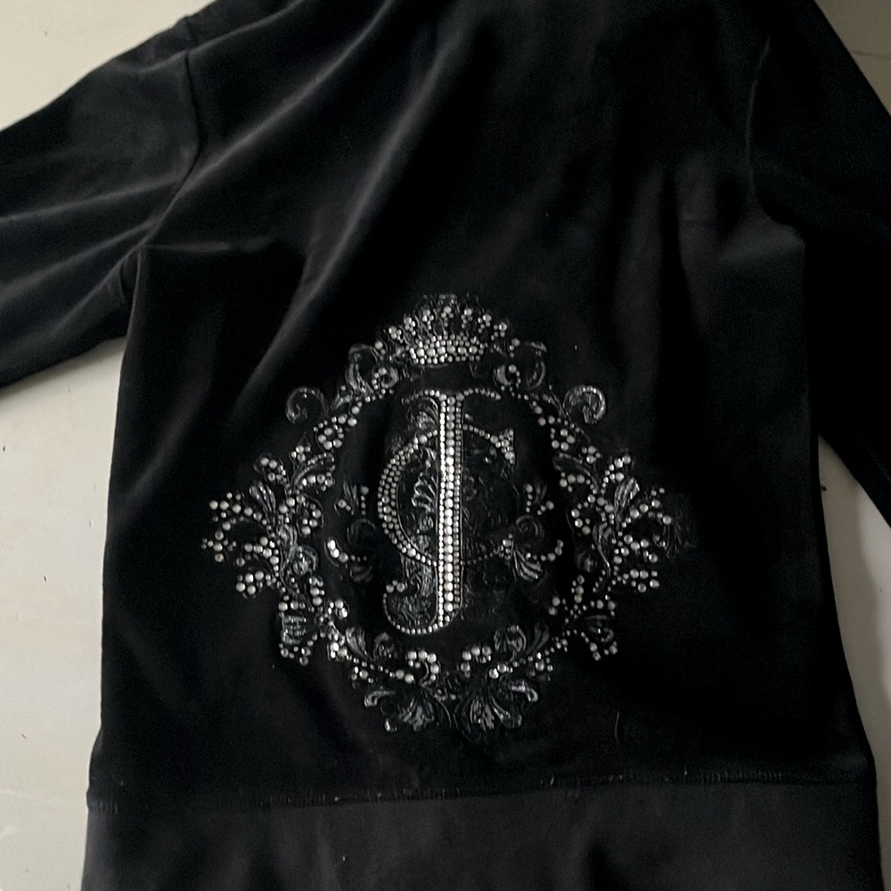 Small Juicy Couture Black Velour Zip Up Sweatshirt